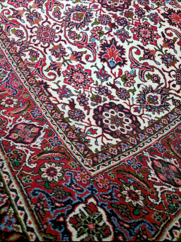 فرش دستباف قالیچه نقشه افشان شاه عباسی بافت بیجار تکاب