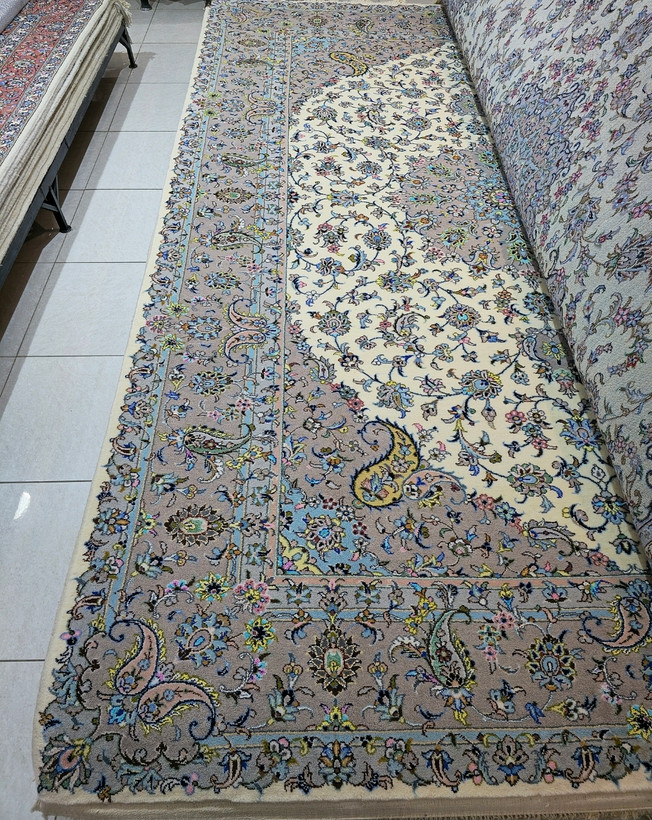 فرش دستباف جفت نه متری نقشه لچک بوته بافت کاشان