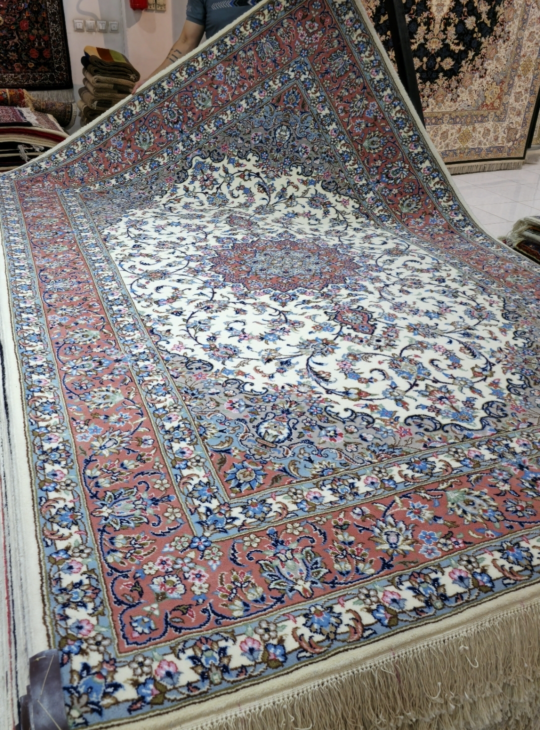 فرش دستباف جفت شش متری ریزبافت لچک ترنج یزد (اردکان)